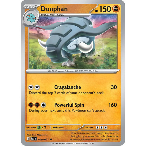 Donphan 049/091 Scarlet and Violet Paldean Fates Uncommon Pokemon Card NEAR MINT TCG