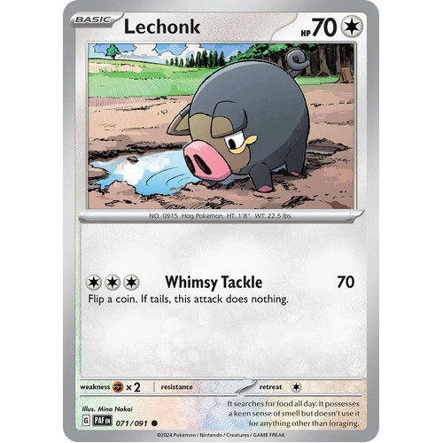 Lechonk 071/091 Scarlet and Violet Paldean Fates Common Pokemon Card NEAR MINT TCG
