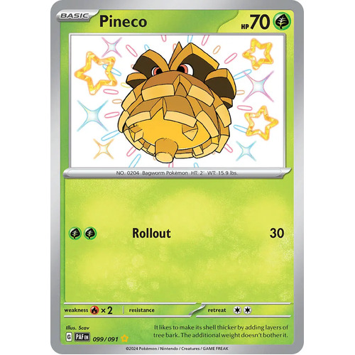 Pineco 099/091 Scarlet and Violet Paldean Fates Holo Shiny Rare Pokemon Card NEAR MINT TCG
