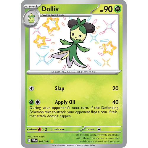 Dolliv 103/091 Scarlet and Violet Paldean Fates Holo Shiny Rare Pokemon Card NEAR MINT TCG