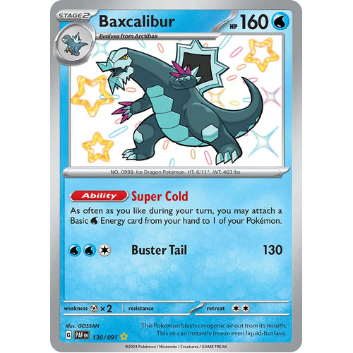 Baxcalibur 130/091 Scarlet and Violet Paldean Fates Holo Shiny Rare Pokemon Card NEAR MINT TCG