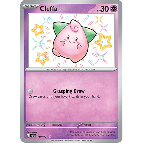 Cleffa 150/091 Scarlet and Violet Paldean Fates Holo Shiny Rare Pokemon Card NEAR MINT TCG