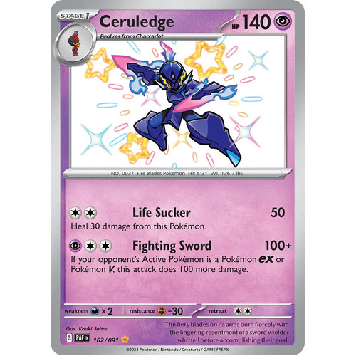 Ceruledge 162/091 Scarlet and Violet Paldean Fates Holo Shiny Rare Pokemon Card NEAR MINT TCG