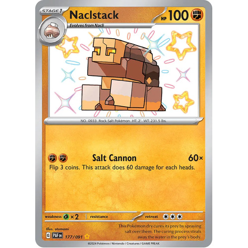 Naclstack 177/091 Scarlet and Violet Paldean Fates Holo Shiny Rare Pokemon Card NEAR MINT TCG