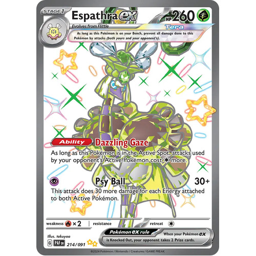 Espathra ex 214/091 Scarlet and Violet Paldean Fates Holo Shiny Ultra Rare Pokemon Card NEAR MINT TCG