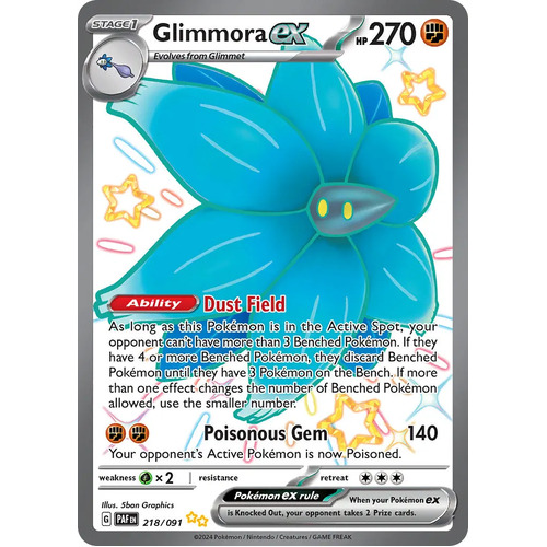 Glimmora ex 218/091 Scarlet and Violet Paldean Fates Holo Shiny Ultra Rare Pokemon Card NEAR MINT TCG