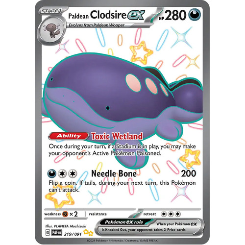 Paldean Clodsire ex 219/091 Scarlet and Violet Paldean Fates Holo Shiny Ultra Rare Pokemon Card NEAR MINT TCG