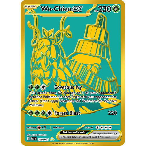 Wo-Chien ex 240/091 Scarlet and Violet Paldean Fates Holo Gold Secret Rare Pokemon Card NEAR MINT TCG