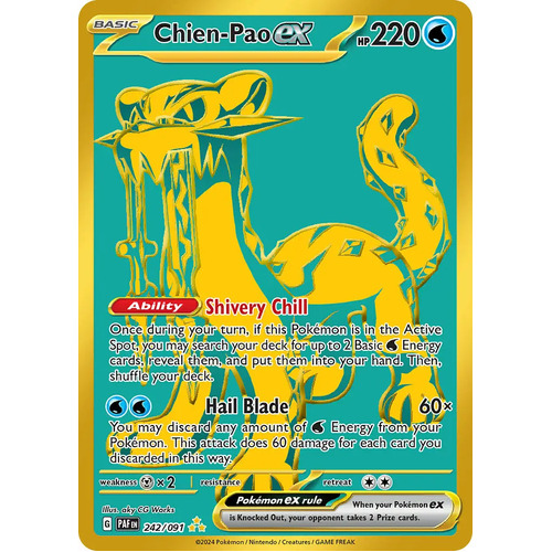 Chien-Pao 242/091 Scarlet and Violet Paldean Fates Holo Gold Secret Rare Pokemon Card NEAR MINT TCG