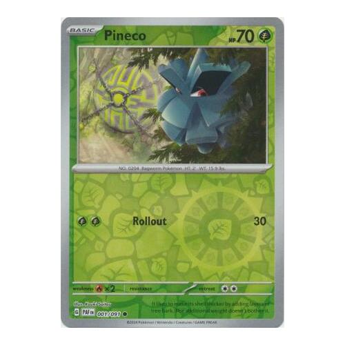 Pineco 001/091 Scarlet and Violet Paldean Fates Reverse Holo Common Pokemon Card NEAR MINT TCG