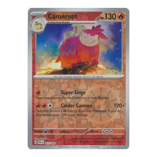 Camerupt 012/091 Scarlet and Violet Paldean Fates Reverse Holo Uncommon Pokemon Card NEAR MINT TCG