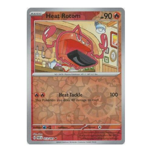 Heat Rotom 013/091 Scarlet and Violet Paldean Fates Reverse Holo Rare Pokemon Card NEAR MINT TCG