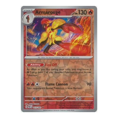 Armarouge 015/091 Scarlet and Violet Paldean Fates Reverse Holo Rare Pokemon Card NEAR MINT TCG