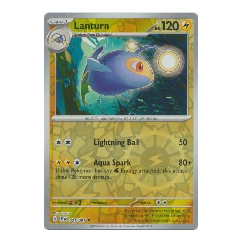 Lanturn 021/091 Scarlet and Violet Paldean Fates Reverse Holo Uncommon Pokemon Card NEAR MINT TCG