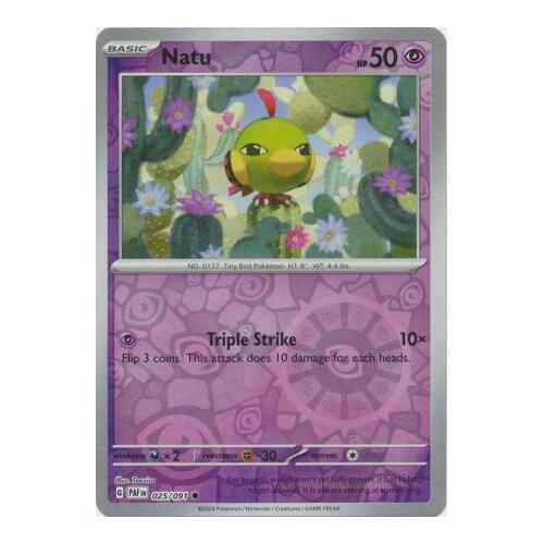 Natu 025/091 Scarlet and Violet Paldean Fates Reverse Holo Common Pokemon Card NEAR MINT TCG