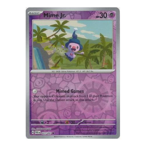 Mime Jr 031/091 Scarlet and Violet Paldean Fates Reverse Holo Common Pokemon Card NEAR MINT TCG