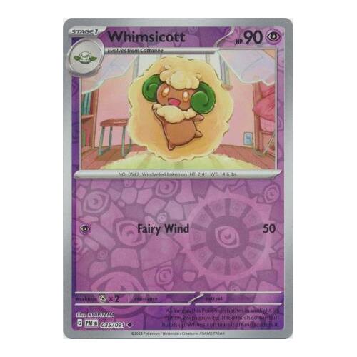 Whimsicott 035/091 Scarlet and Violet Paldean Fates Reverse Holo Uncommon Pokemon Card NEAR MINT TCG