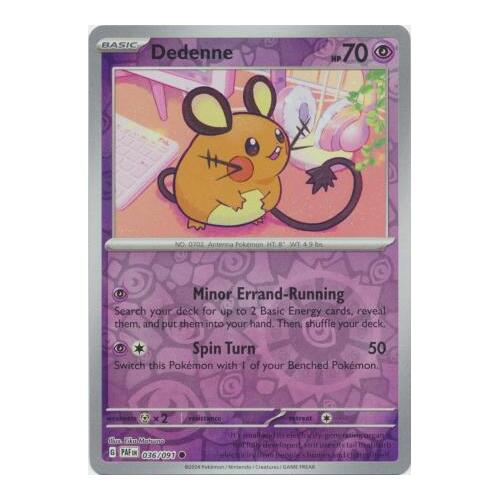 Dedenne 036/091 Scarlet and Violet Paldean Fates Reverse Holo Common Pokemon Card NEAR MINT TCG