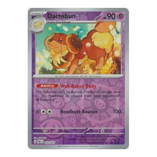 Dachsbun 039/091 Scarlet and Violet Paldean Fates Reverse Holo Uncommon Pokemon Card NEAR MINT TCG