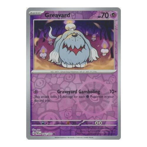 Greavard 042/091 Scarlet and Violet Paldean Fates Reverse Holo Common Pokemon Card NEAR MINT TCG