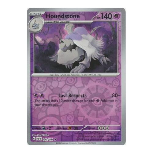 Houndstone 043/091 Scarlet and Violet Paldean Fates Reverse Holo Rare Pokemon Card NEAR MINT TCG