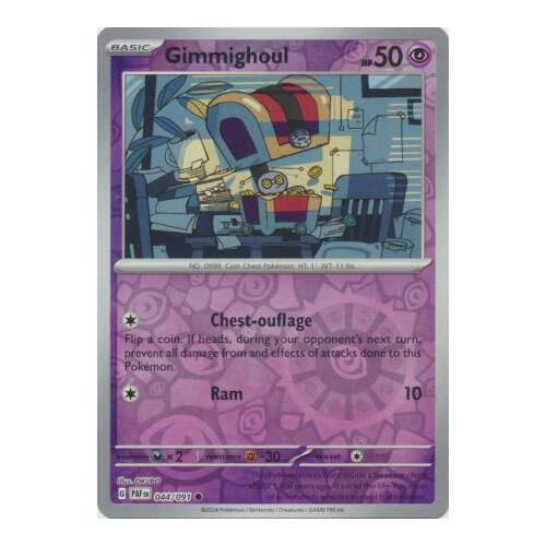 Gimmighoul 044/091 Scarlet and Violet Paldean Fates Reverse Holo Common Pokemon Card NEAR MINT TCG