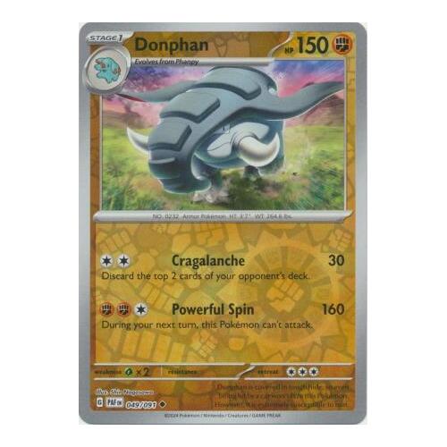 Donphan 049/091 Scarlet and Violet Paldean Fates Reverse Holo Uncommon Pokemon Card NEAR MINT TCG