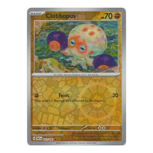 Clobbopus 051/091 Scarlet and Violet Paldean Fates Reverse Holo Common Pokemon Card NEAR MINT TCG