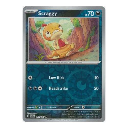 Scraggy 060/091 Scarlet and Violet Paldean Fates Reverse Holo Common Pokemon Card NEAR MINT TCG