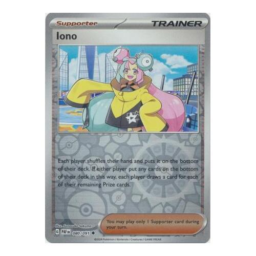 Iono 080/091 Scarlet and Violet Paldean Fates Reverse Holo Uncommon Supporter Pokemon Card NEAR MINT TCG