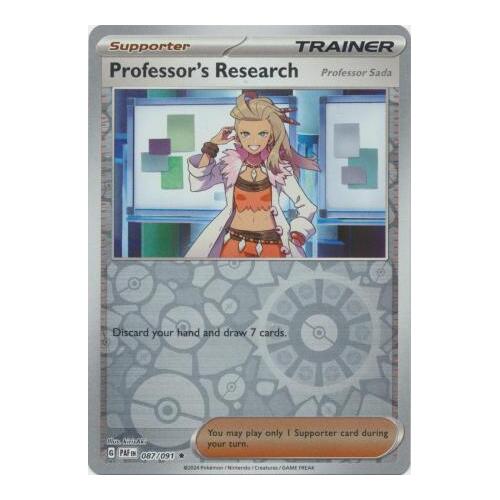 Professor's Research 087/091 Scarlet and Violet Paldean Fates Reverse Holo Rare Supporter Pokemon Card NEAR MINT TCG