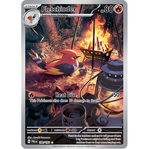 Fletchinder 199/193 Scarlet and Violet Paldea Evolved Illustration Rare Holo Pokemon Card NEAR MINT TCG