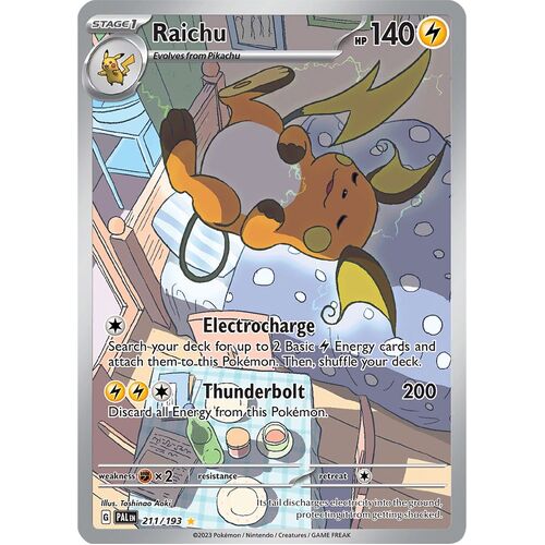 Raichu 211/193 Scarlet and Violet Paldea Evolved Illustration Rare Holo Pokemon Card NEAR MINT TCG