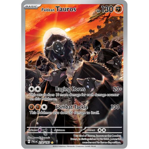 Paldean Tauros 218/193 Scarlet and Violet Paldea Evolved Illustration Rare Holo Pokemon Card NEAR MINT TCG