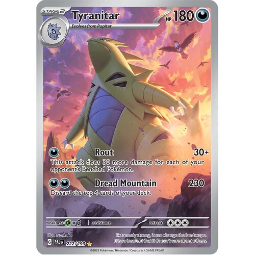 Tyranitar 222/193 Scarlet and Violet Paldea Evolved Illustration Rare Holo Pokemon Card NEAR MINT TCG