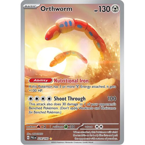 Orthworm 224/193 Scarlet and Violet Paldea Evolved Illustration Rare Holo Pokemon Card NEAR MINT TCG