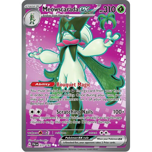 Meowscarada ex 231/193 Scarlet and Violet Paldea Evolved Full Art Holo Secret Rare Pokemon Card NEAR MINT TCG