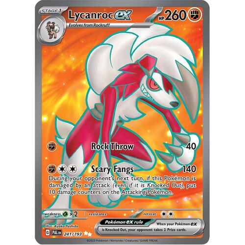 Lycanroc ex 241/193 Scarlet and Violet Paldea Evolved Full Art Holo Secret Rare Pokemon Card NEAR MINT TCG