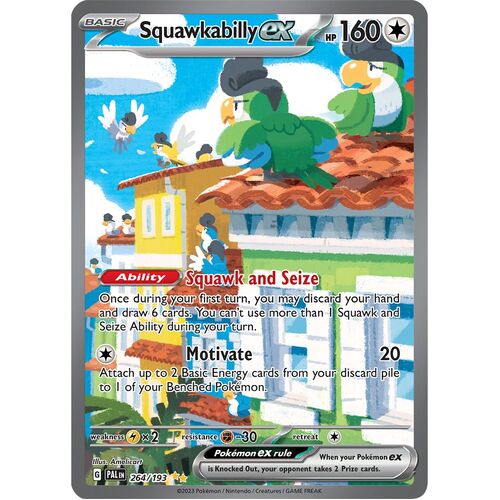 Squawkabilly ex 264/193 Scarlet and Violet Paldea Evolved Special Illustration Rare Holo Pokemon Card NEAR MINT TCG