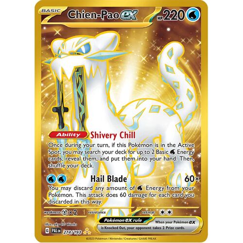 Chien-Pao ex 274/193 Scarlet and Violet Paldea Evolved Gold Secret Rare Holo Pokemon Card NEAR MINT TCG