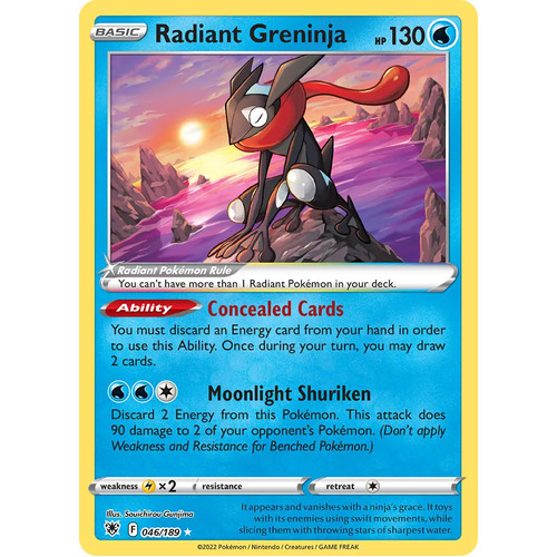 Radiant Greninja 46/189 SWSH Astral Radiance Radiant Rare Pokemon Card NEAR MINT TCG