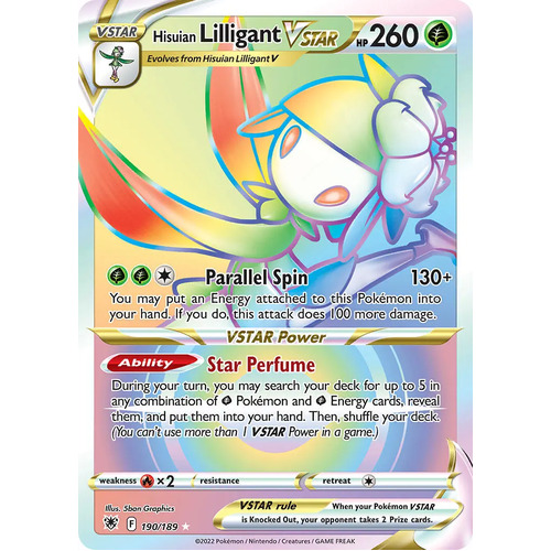 Hisuian Lilligant VSTAR 190/189 SWSH Astral Radiance Hyper Rainbow Rare Pokemon Card NEAR MINT TCG