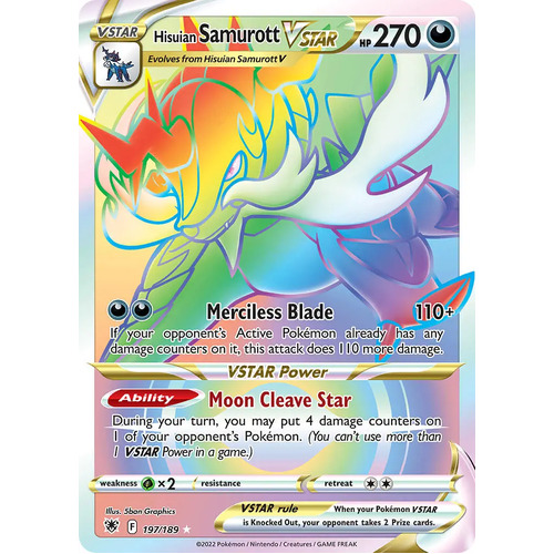 Hisuian Samurott VSTAR 197/189 SWSH Astral Radiance Hyper Rainbow Rare Pokemon Card NEAR MINT TCG