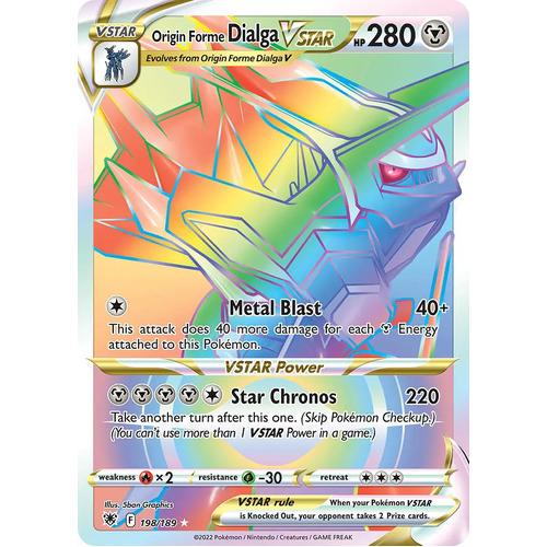 Origin Forme Dialga VSTAR 198/189 SWSH Astral Radiance Hyper Rainbow Rare Pokemon Card NEAR MINT TCG