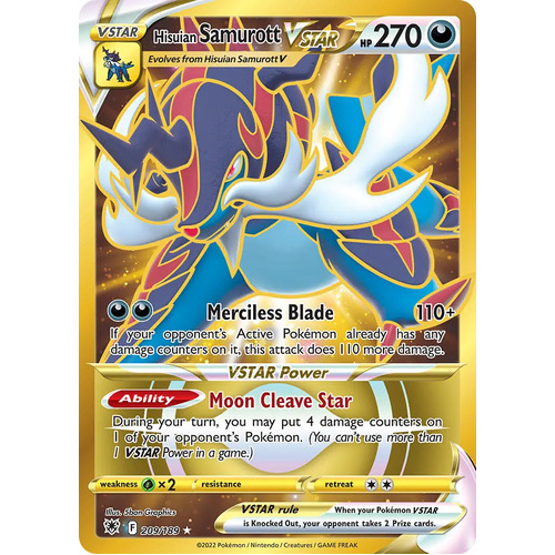 Hisuian Samurott VSTAR 209/189 SWSH Astral Radiance Full Art Secret Rare Pokemon Card NEAR MINT TCG