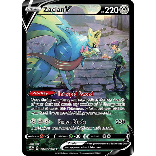 Zacian V 21/30 SWSH Astral Radiance Trainer Gallery Full Art Holo Secret Rare Pokemon Card NEAR MINT 