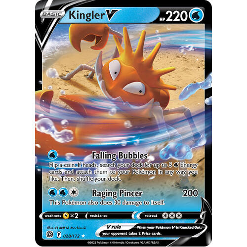 Kingler V 28/172 SWSH Brilliant Stars Holo Ultra Rare Pokemon Card NEAR MINT TCG