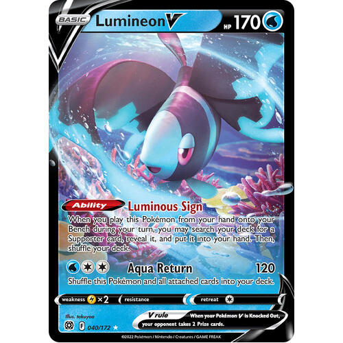 Lumineon V 40/172 SWSH Brilliant Stars Holo Ultra Rare Pokemon Card NEAR MINT TCG