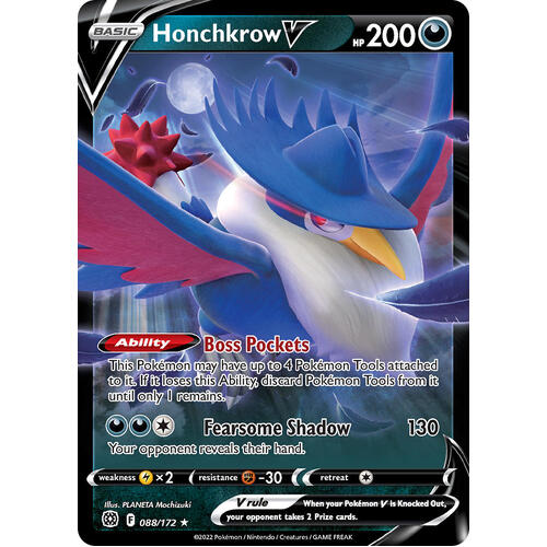 Honchkrow V 88/172 SWSH Brilliant Stars Holo Ultra Rare Pokemon Card NEAR MINT TCG