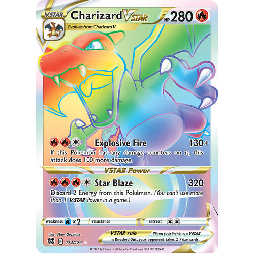 Charizard VSTAR 174/172 SWSH Brilliant Stars Full Art Holo Hyper Rainbow Rare Pokemon Card NEAR MINT TCG